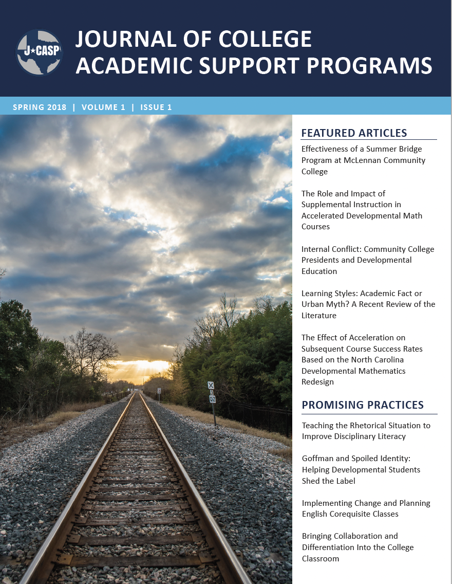 					View Vol. 1 No. 1 (2018): Journal of College Academic Support Programs, Volume 1, Issue 1
				